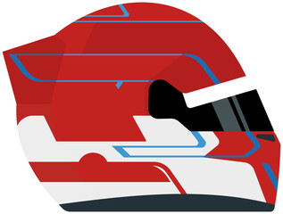 Fototapeta premium Illustration of a Formula 1 racing helmet with red and blue livery.