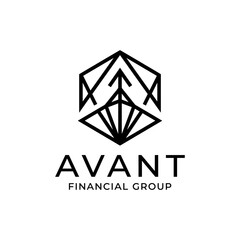 Fototapeta premium A black and white logo for Avant Financial Group featuring a modern, abstract geometric design 