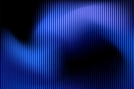 Futuristic blue neon abstract background with glowing vertical lines, digital wave texture, cyber light motion, modern technology pattern, vibrant luminous wallpaper design for innovation and creative