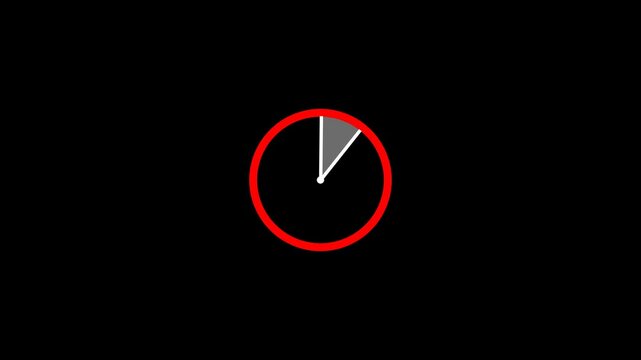 Clock icon animation with moving arrows in 12 hour loop on transparent background, stopwatch animation iconwith alpha channel, clock motion graphic 4k animation.