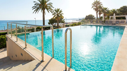 Fototapeta premium Infinity swimming pool overlooking the ocean