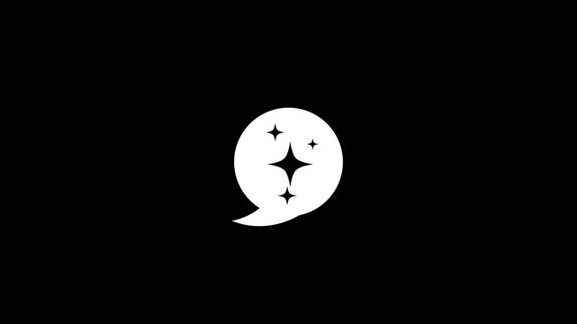 Minimal sparkling speech bubble icon representing chat, messaging, communication, AI assistant, digital conversation, customer support, social interaction, and modern chatbot technology