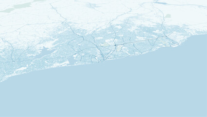 Modern minimalist vector map of Accra, Ghana. High-quality scalable illustration of Accra city grid, Gulf of Guinea coastline, Airport City, and Independence Square layout for posters  © AliRza
