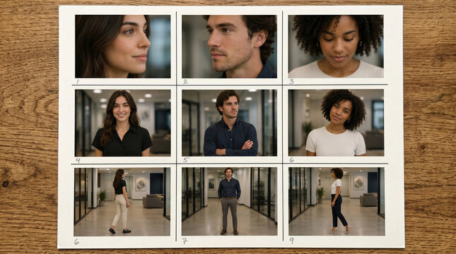 Contact sheet displaying diverse business professionals in an office