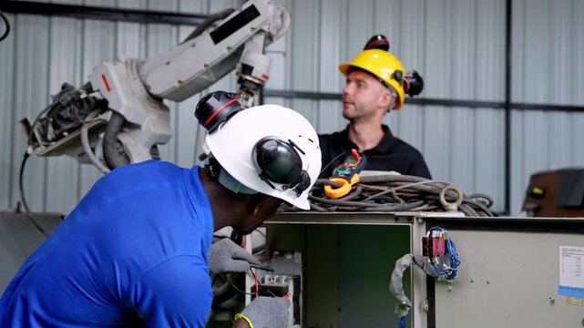 Warehouse team collaboration industrial setting action sequence focused environment close-up view teamwork in practice