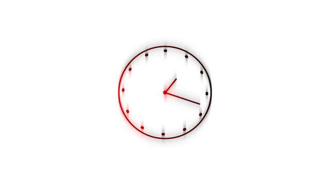 Clock icon animation with moving arrows in 12 hour loop on transparent background, stopwatch animation iconwith alpha channel, clock motion graphic 4k animation.