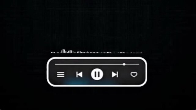 Sleek minimalist music player interface with audio equalizer waves and control buttons for modern digital sound experience on mobile applications