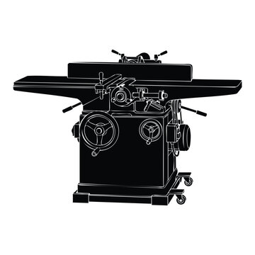 Professional woodworking jointer machine silhouette for carpentry.
