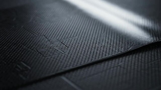 Close-up view of a dark textured surface with light reflection