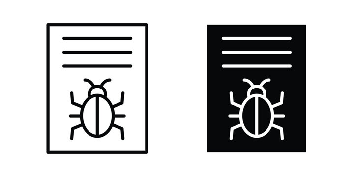 Bug report icon vector design concept in black color