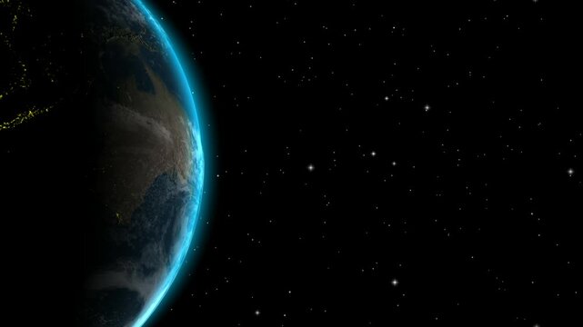 Beautiful Earth sphere spinning through the stars with visible golden human civilization
