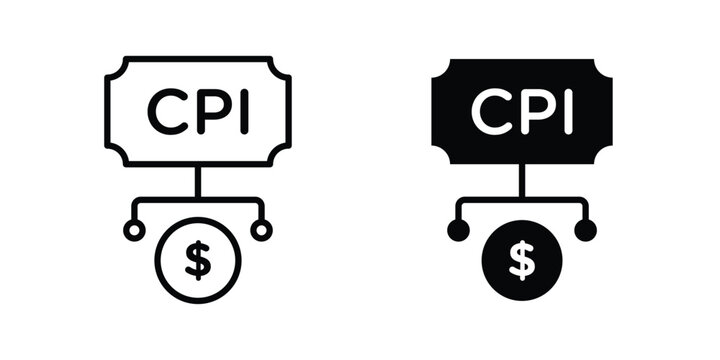 Consumer prices index icon vector design concept in black color