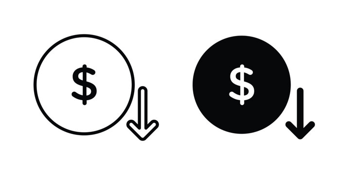 Cost reduction icon vector design concept in black color