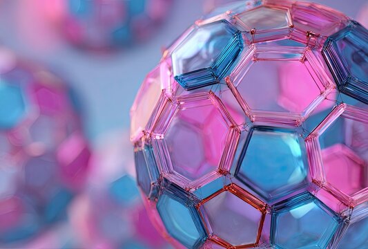 Abstract geometric crystal ball with colored light and reflections.