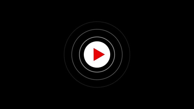 Play button icon with concentric circles on a black background music start sign circle design music start sign circle design