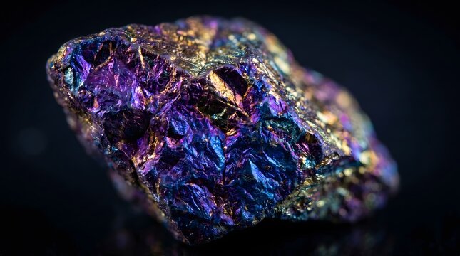 Macro View of Vibrant Peacock Ore Crystals