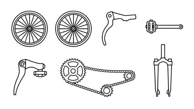 Bicycle parts and accessories collection.