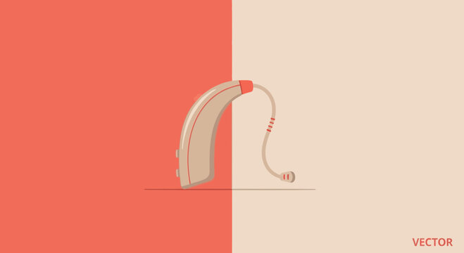 Hearing Aid Illustration: Modern Vector Design of a Medical Device, Isolated Backgrounds