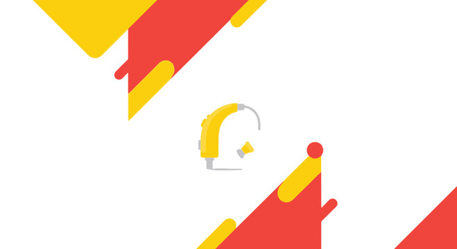 Hearing Aid Illustration with Geometric Shapes: Modern Design on White Background.