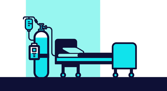 Hospital Bed And Oxygen Tank Illustration Depicting Medical Treatment And Health Care