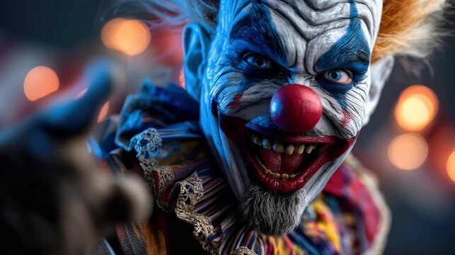 Dramatic clown portrait with intense expression