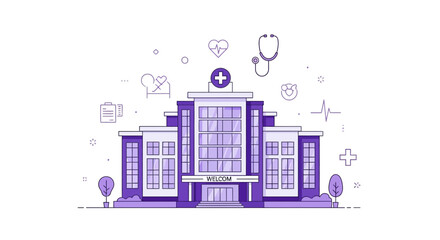 Obraz premium Hospital Iconography Illustration Representing Medical Care Services And Facilities