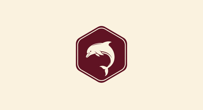 Elegant Dolphin Logo Design in a Hexagonal Frame.