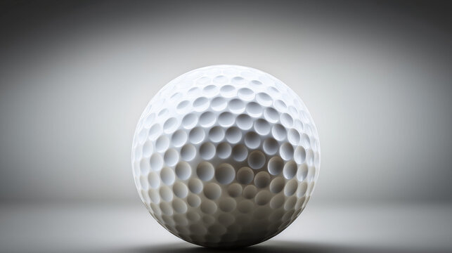 dimple. Close-up of a pristine white golf ball showcasing perfect dimple pattern under studio lighting. event key visuals, club posters, designed for fitness apps and gym onboarding.
