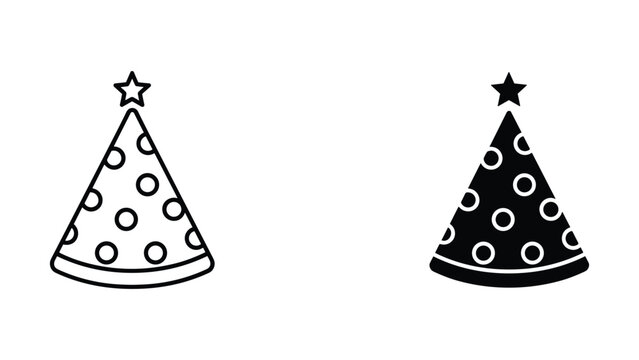 Black and white party hats with star and polka dots