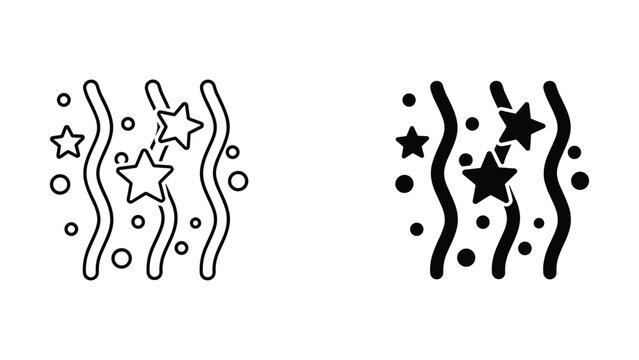 Black and white star icons with wavy lines and dots