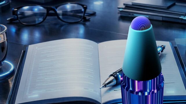 Pen nib roller ball sphere turning rotating spinning 10 seconds moving desk background animation screensaver visualizer hd video