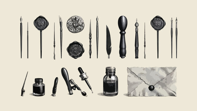 Calligraphy writing tools and equipment.