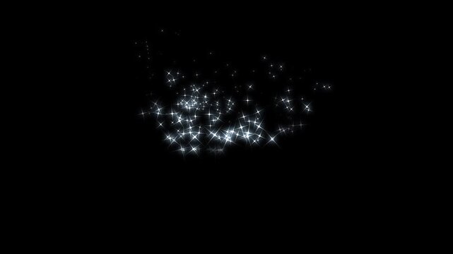 4K Luxury golden glitter sparkle trail animation with glowing star particles, magical fairy dust, shining bokeh twinkles, seamless festive starlight overlay effect on transparent and black background