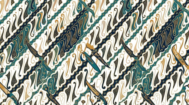 Traditional Parang Batik Pattern in Pastel Tones