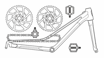 Fototapeta premium Detailed bicycle frame and parts diagram.