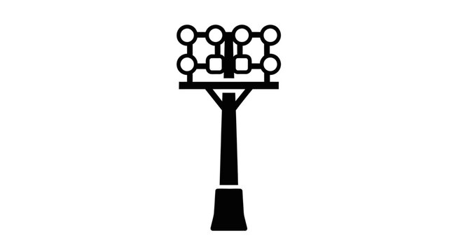 Black silhouette icon of a stadium floodlight tower.