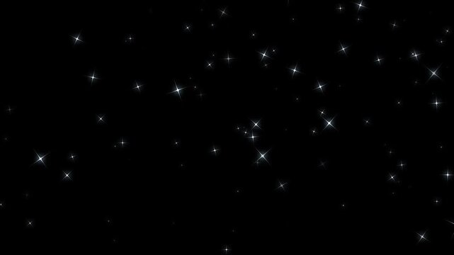 Sparkle 4K white glowing twinkle stars animation with sparkling glitter dust trails, magical particle burst, shining doodle sparkle line, seamless fairy dust transition overlay on black background