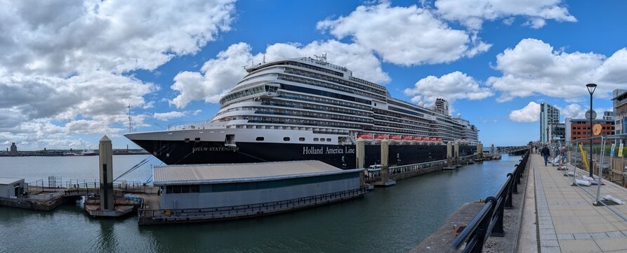 Liverpool Merseyside UK May 10 2026 Nieuw Statendam cruise ship moored at the City Of Liverpool Cruise Terminal on the river Mersey. A Netherlands flagged passenger cruise ship built in 2018 And has a