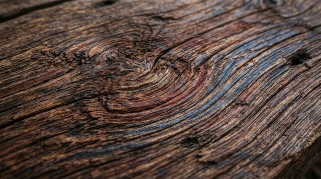 Close-up of Weathered and Textured Wood Grain Surface