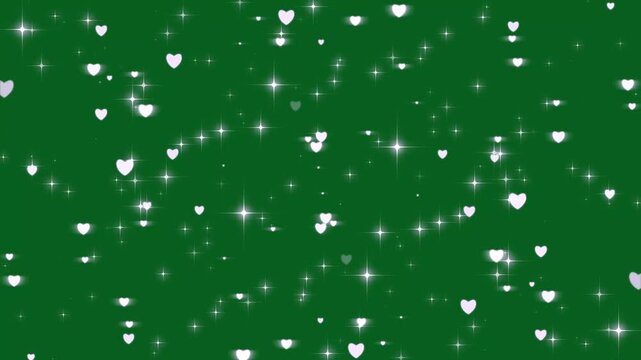 Looping video white stars glow particles on green background. bokeh gold glittering celebration. magic line dust, pixie dust path, sparkling glitter trail particle awards. 4K resolution video