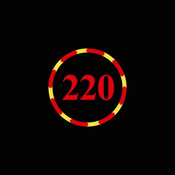 Animated circular gambling chip icon featuring number 220 rotating against dark black background.
