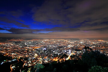 Obraz premium Panoramic Night Cityscape of Bogota from Monserrate Hill, Colombia