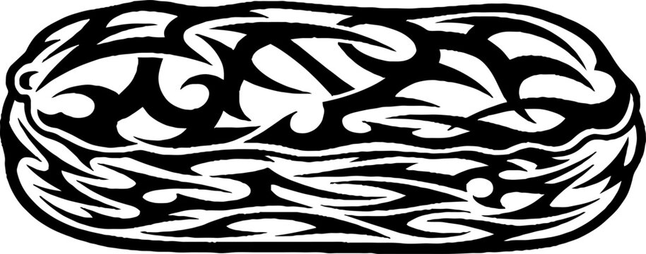 Peanut Nut Shell with Tribal Tattoo Pattern