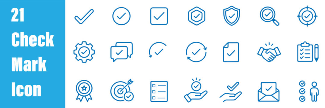 Black Check Mark and Checkbox Icon Collection. Check box icon with correct, accept checkmark icons tick box icon. Vector illustration eps 10