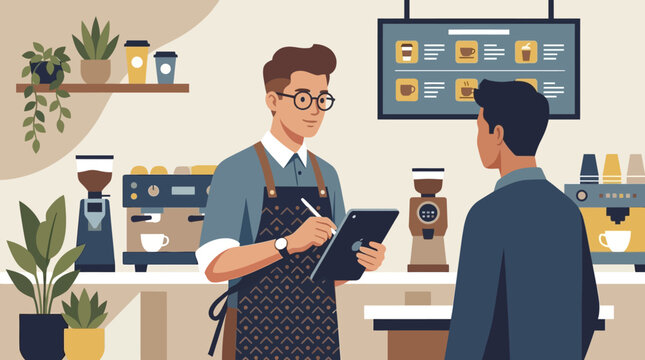 barista taking order from customer.