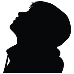 Silhouette boy looking up illustration vector. © MdBacchu