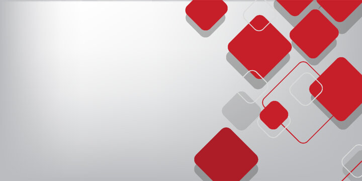 White background with abstract red grey square decoration. Vector illustration for modern presentation background, brochure design, business card background, website slider, landing page