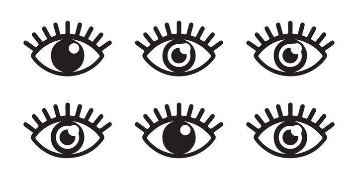 Collection of stylized eyes with lashes graphic symbols abstract concept modern design elements creative illustration.