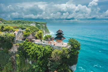 Bali's Most Iconic Landmark and popular tourist attraction Uluwatu Temple Bali Aerial view