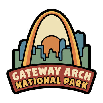 Gateway Arch National Park Vintage Travel Vector, Retro St Louis Landmark Sticker SVG Illustration, gateway arch svg